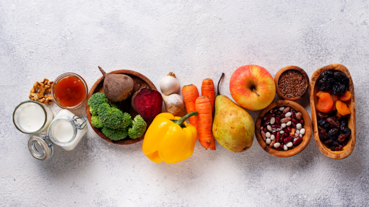 A line of different ingredients for cooking